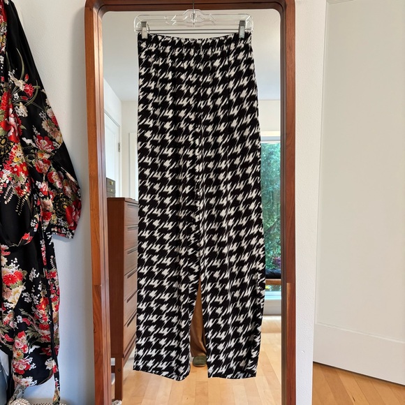 Anine Bing Aiden Mid-rise Wide Leg Trousers Houndstooth - Picture 2 of 7